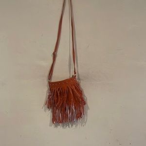 Deb & Dave Orange fringe studded bag. Shoulder bag